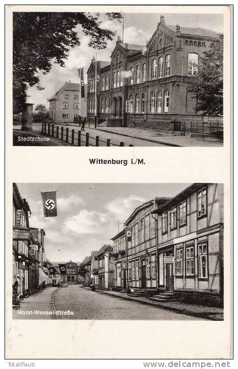 Wittenburg Stadtschule Horst Wessel Strasse Fischräucherei Karl Lewitz Fischhandlung 19.6.... Gelaufen - Hagenow