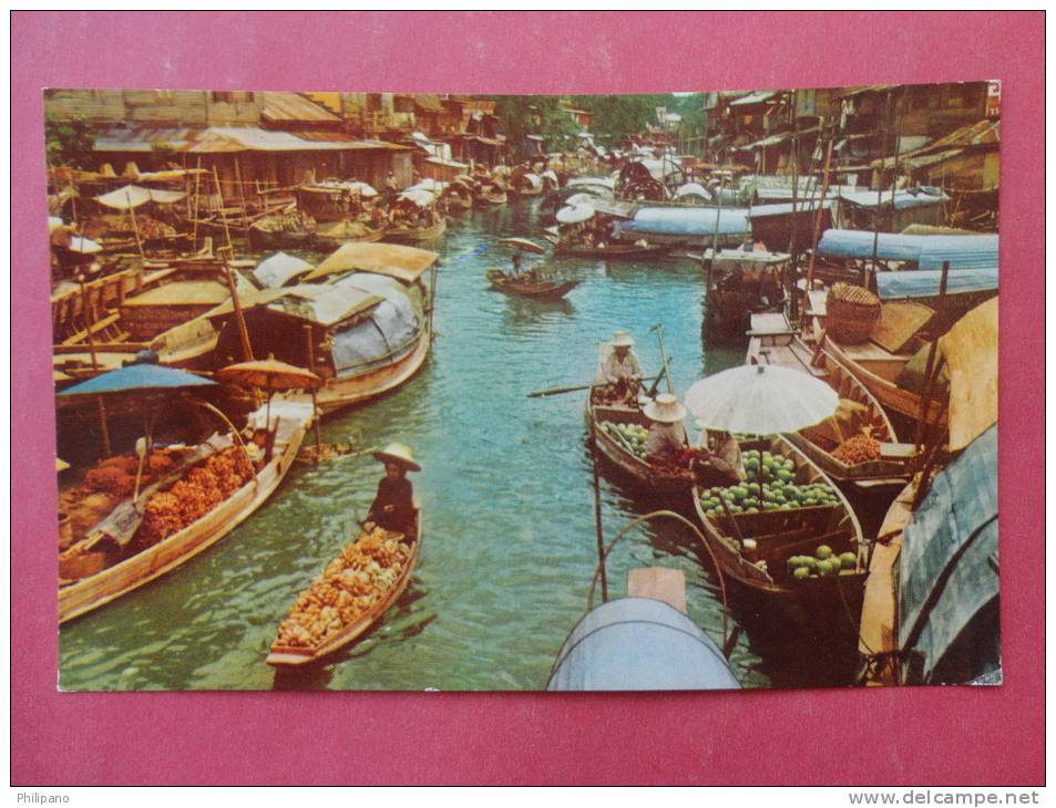 Bankok Thailand -- Scene Of Floating Market- Early Chrome---- Ref- 841 - Indonesia