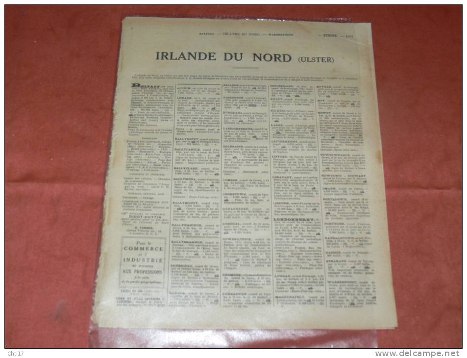 IRLANDE NORD/ SUD ULSTER BELFAST  DUBLIN CORK  EXTR ANNUAIRE BOTTIN PROFESSIONS 1934  INDUSTRIELS COMMERCES ET METIERS - Annuaires Téléphoniques