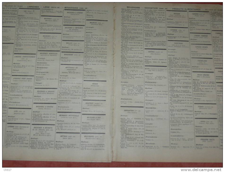 IRLANDE NORD/ SUD ULSTER BELFAST  DUBLIN CORK  EXTR ANNUAIRE BOTTIN PROFESSIONS 1934  INDUSTRIELS COMMERCES ET METIERS - Annuaires Téléphoniques