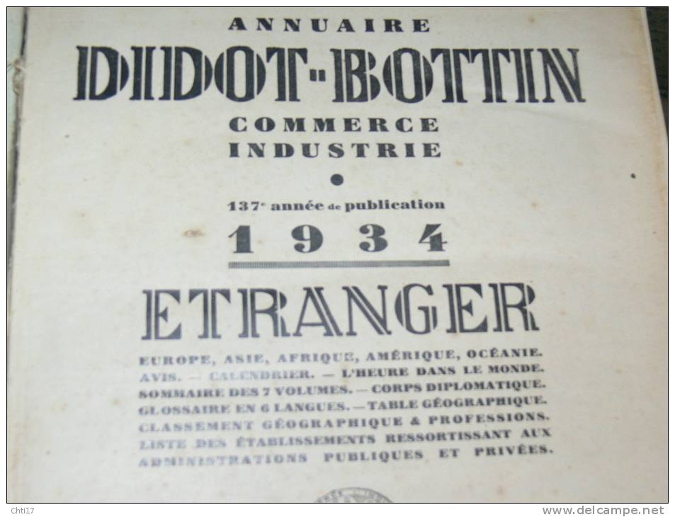 INDE CALCUTTA  BOMBAY PATNA COLOMBO   EXTR ANNUAIRE BOTTIN PROFESSIONS 1934  INDUSTRIELS COMMERCES ET METIERS - Telefonbücher