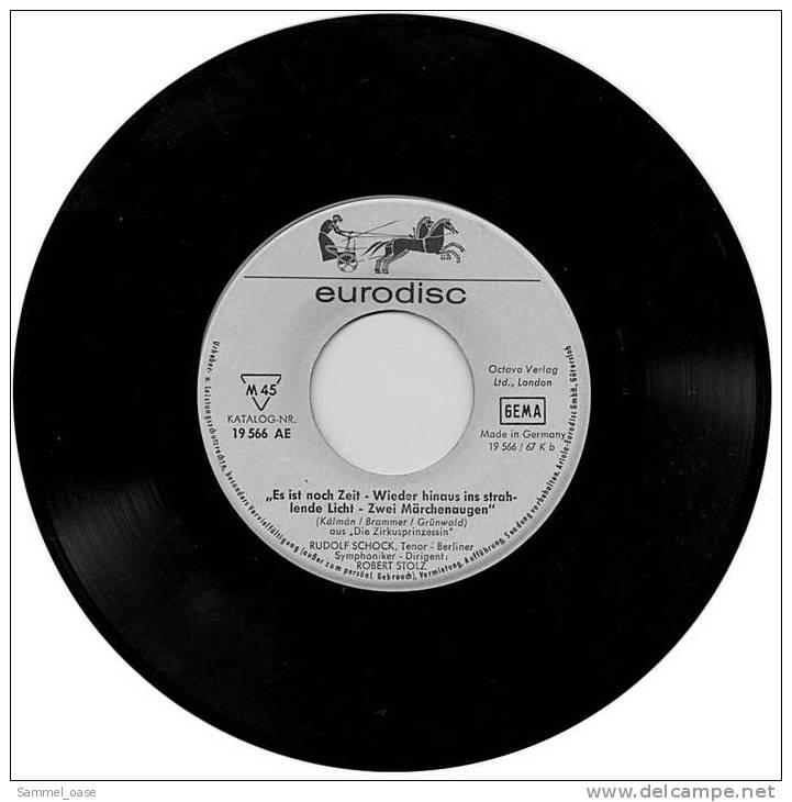 7" Zoll Single : Rudolf Schock  -  Wolgalied - Eurodisc 19566 AE  -   "Der Zarewitsch" - Allein! - Wieder - Germany 1964 - Sonstige - Deutsche Musik