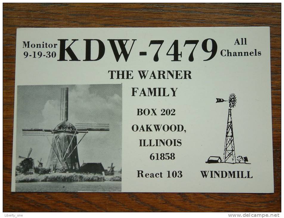 KDW-7479 Ther Warner Familiy Oakwood Illinois Windmill ( U.S.A. ) Anno +/- 1980 ( Zie Foto Voor Details ) - CB-Funk