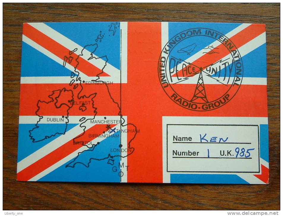 United Kingdom Int. Radio Group / Peace Unity ( Ken )  ( U.K. ) Anno +/- 1982 ( Zie Foto Voor Details ) - CB