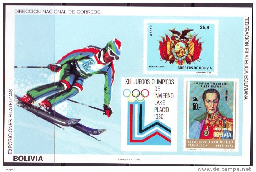 BOLIVIA - WINT.OLYMPIC  LAKE PLACID   - SKY - STAMPS On STAMPS - **MNH - 1980 - Invierno 1980: Lake Placid