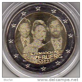 2 EURO Luxemburg 2013 Stg. 7€ Sonderedition Prinzen-Hochzeit €-Münze 2012 Stempelglanz Der Münze Wien Coin Of Luxembourg - Luxemburgo