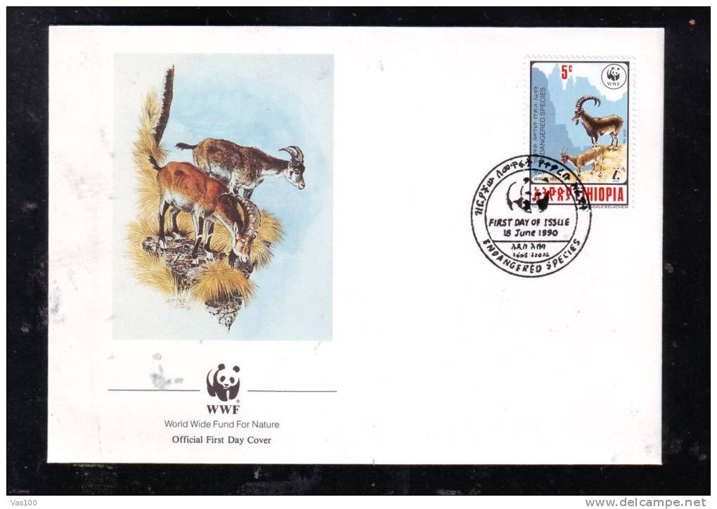 GOAT,WWF,  1990 FDC 4 COVERS ETHIOPIA - Animalez De Caza