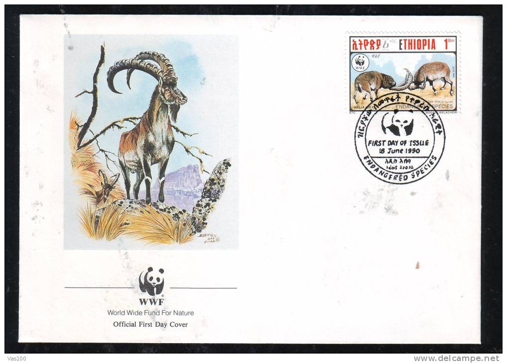 GOAT,WWF,  1990 FDC 4 COVERS ETHIOPIA - Gibier