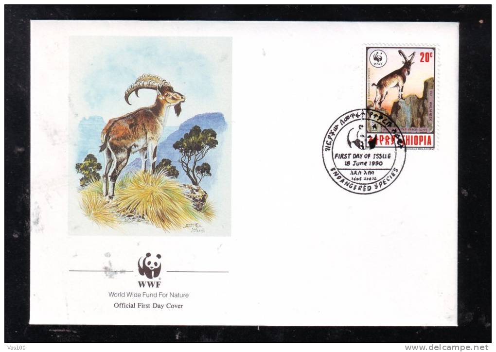 GOAT,WWF,  1990 FDC 4 COVERS ETHIOPIA - Animalez De Caza