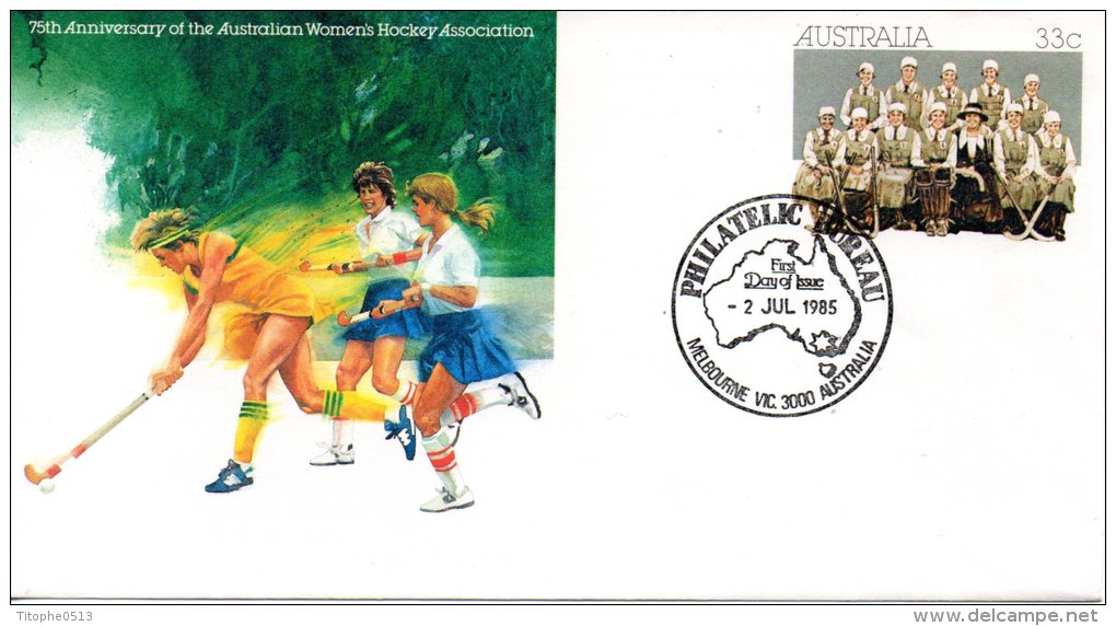 AUSTRALIE. Entier Postal Avec Oblitération 1er Jour De 1985. Hockey Sur Gazon. - Hockey (su Erba)