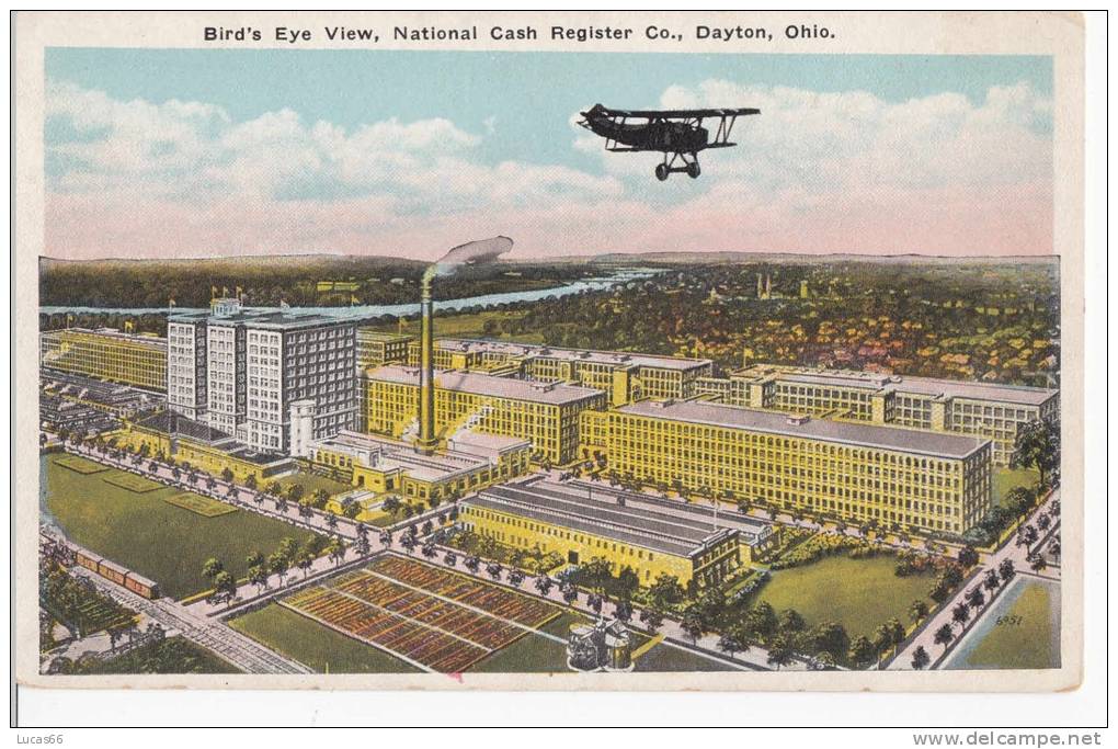 C1920 DAYTON - BIRD'S EYE VIEW NATIONAL CASH REGISTER - Dayton