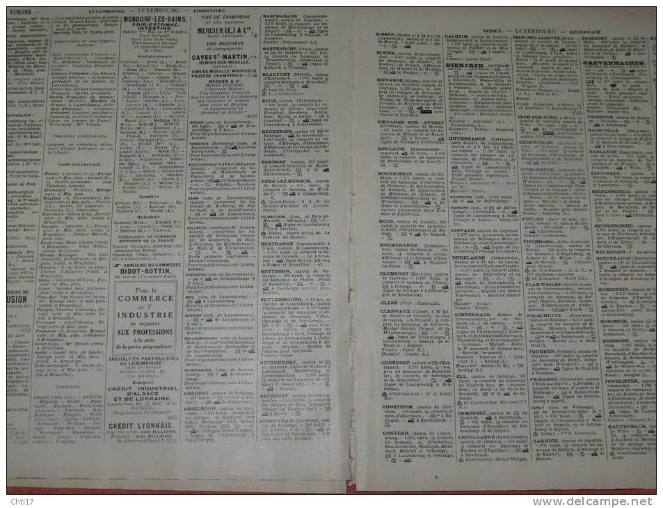 LUXEMBOURG DIEKIRCH   EXTRAIT ANNUAIRE BOTTIN PROFESSIONS 1934 INDUSTRIELS COMMERCES ET METIERS - Telefonbücher