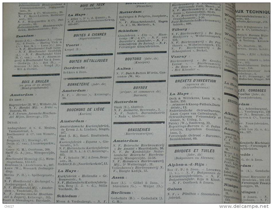 PAYS BAS NEDERLAND AMSTERDAM LA HAYE UTRECHT   EXTRAIT ANNUAIRE BOTTIN PROFESSIONS 1934 INDUSTRIELS COMMERCES ET METIERS - Annuaires Téléphoniques