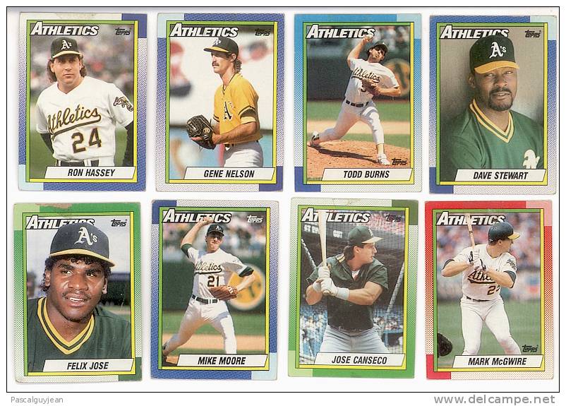 8 BASEBALL ATHLETICS TOPPS 1989 - Verzamelingen