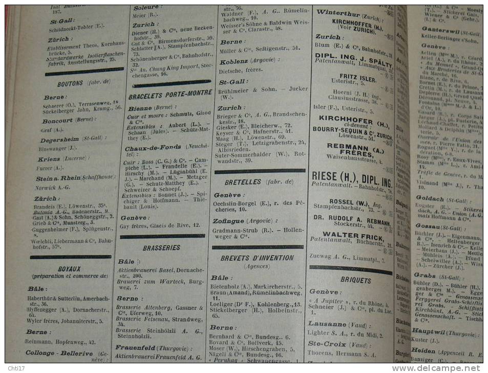 SUISSE BERNE ZURICH LUCERNE FRIBOURG AARAU BALE EXTRAIT ANNU BOTTIN PROFESSIONS 1934 INDUSTRIELS COMMERCES ET METIERS - Telefonbücher