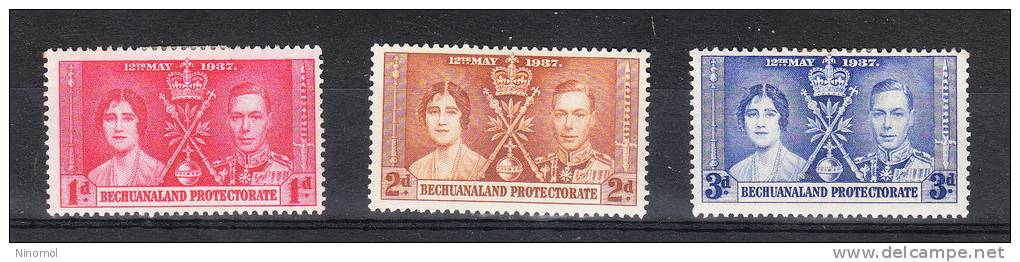 Bechuanaland   -   1937.  George VI Coronation. MHL, Fresh Gum - 1885-1964 Bechuanaland Protectorate