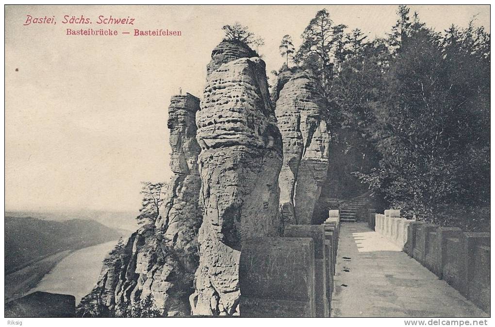 Bastei,  Basteibrücke-Basteifelsen  A-1008 - Bastei (sächs. Schweiz)