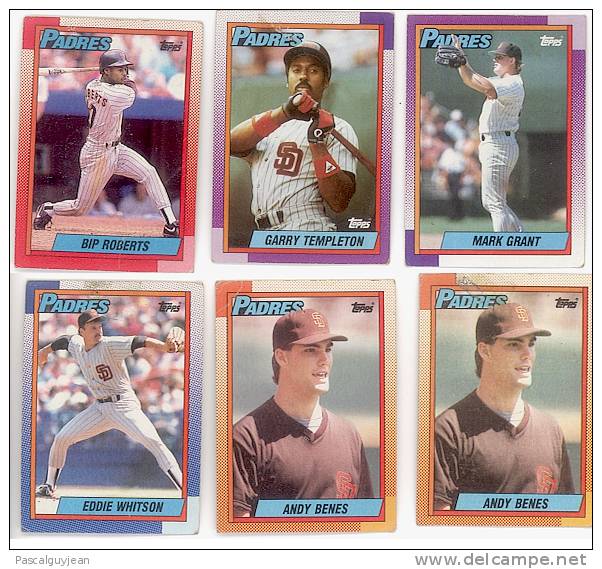 6 BASEBALL PADRES TOPPS 1989 - Lots