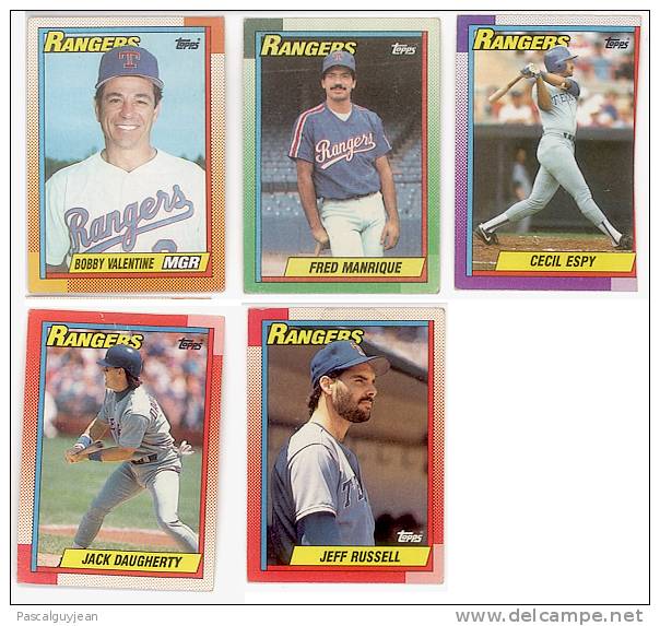 5 BASEBALL RANGERS TOPPS 1989 - Verzamelingen