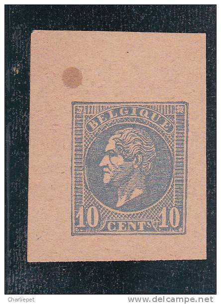 Belgium King Leopold Proof On Thin Ungummed Paper Gray On Tan MNH - Proofs & Reprints