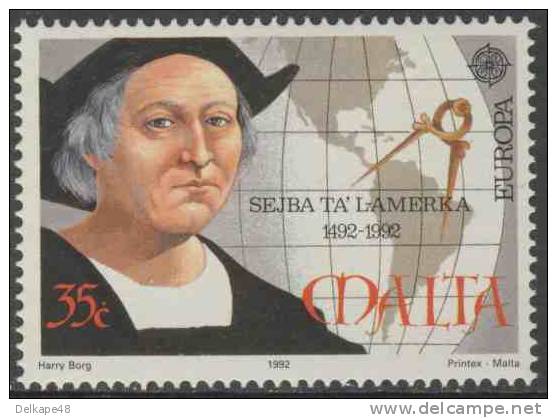 Malta 1992 Mi 886 ** Columbus + Map Of Americas / Christoph Kolumbus (1451-1506) Seefahrer; Landkarte - Europa Cept - 1992