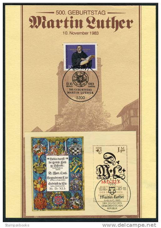 1983 Germany Martin Luther Berlin / Bonn Minature Sheet/Stamp Card - Sonstige & Ohne Zuordnung