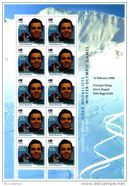 AUSTRALIA - 2006  GOLD MEDAL WINTER OLYMPIC GAMES TURIN  SHEETLET  MINT NH - Hojas, Bloques & Múltiples