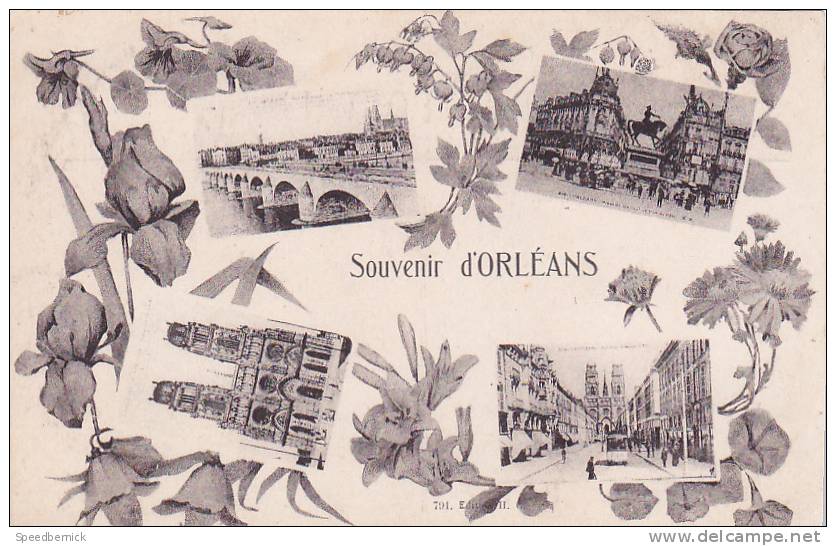 21834 -six 6 Cpa -ORLEANS -souvenir -rue Jeanne Arc - Nef - Entree Pont Royal -rue Royale -caserne Chatillon Artillerie - Orleans