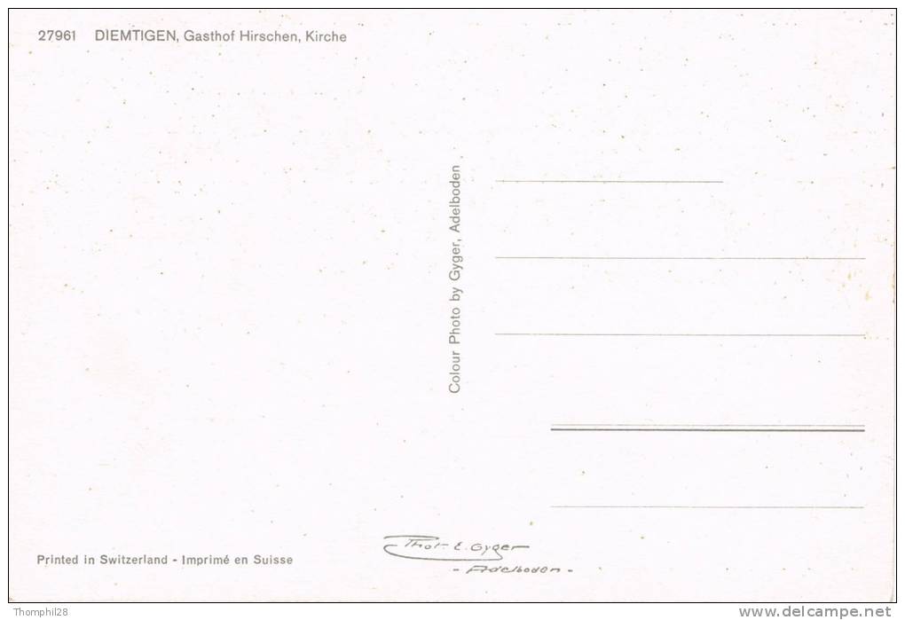 DIEMTIGEN, Gasthof Hirschen, Kirche - TBE, Carte Neuve, 2 Scans - Diemtigen