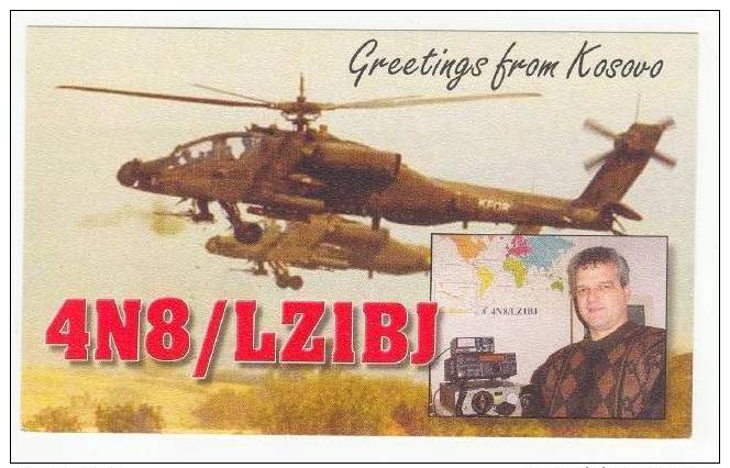 Military Helicopters, KOSOVO, 1970-80s QSL Postcard - Kosovo