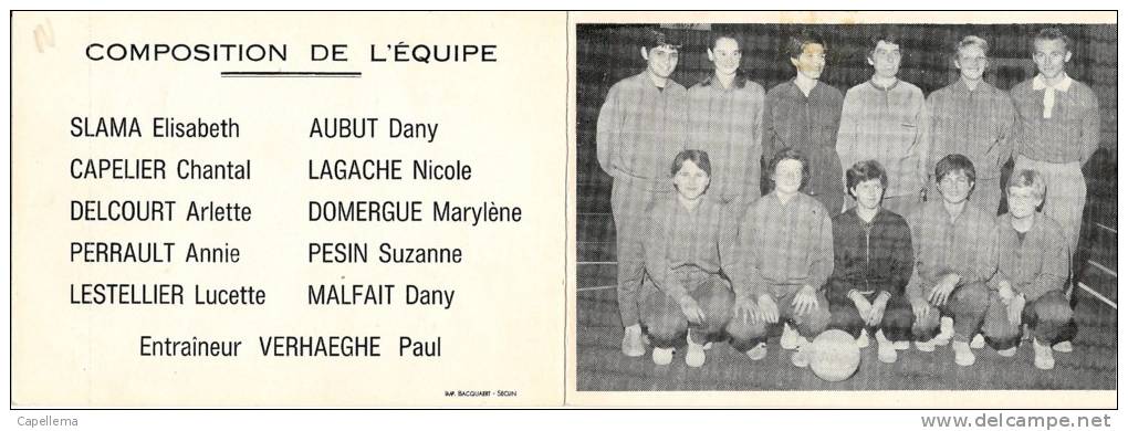 CARTE DE L'EQUIPE DE VOLLEYBALL FEMININE DE LILLE - Volleyball