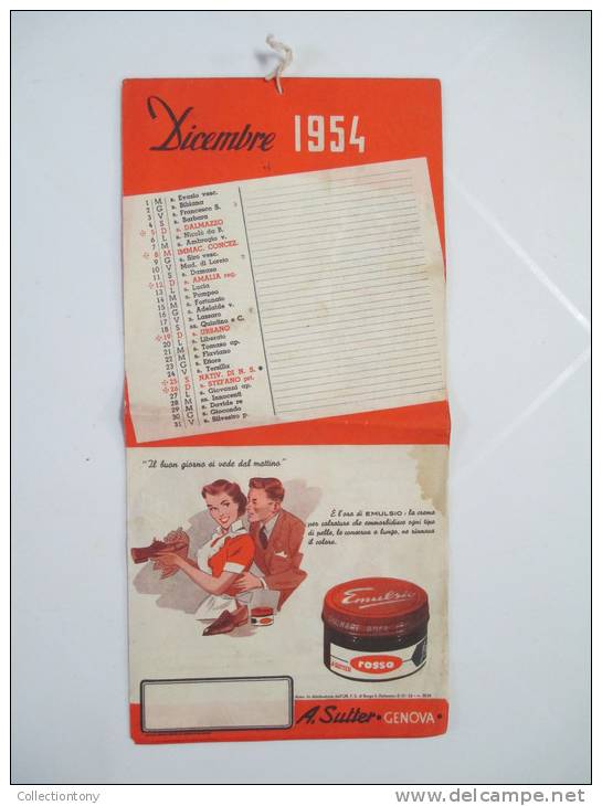 Calendario 1954 - Pubblicità A. Sutter Genova - 6 Pagine - Grand Format : 1941-60