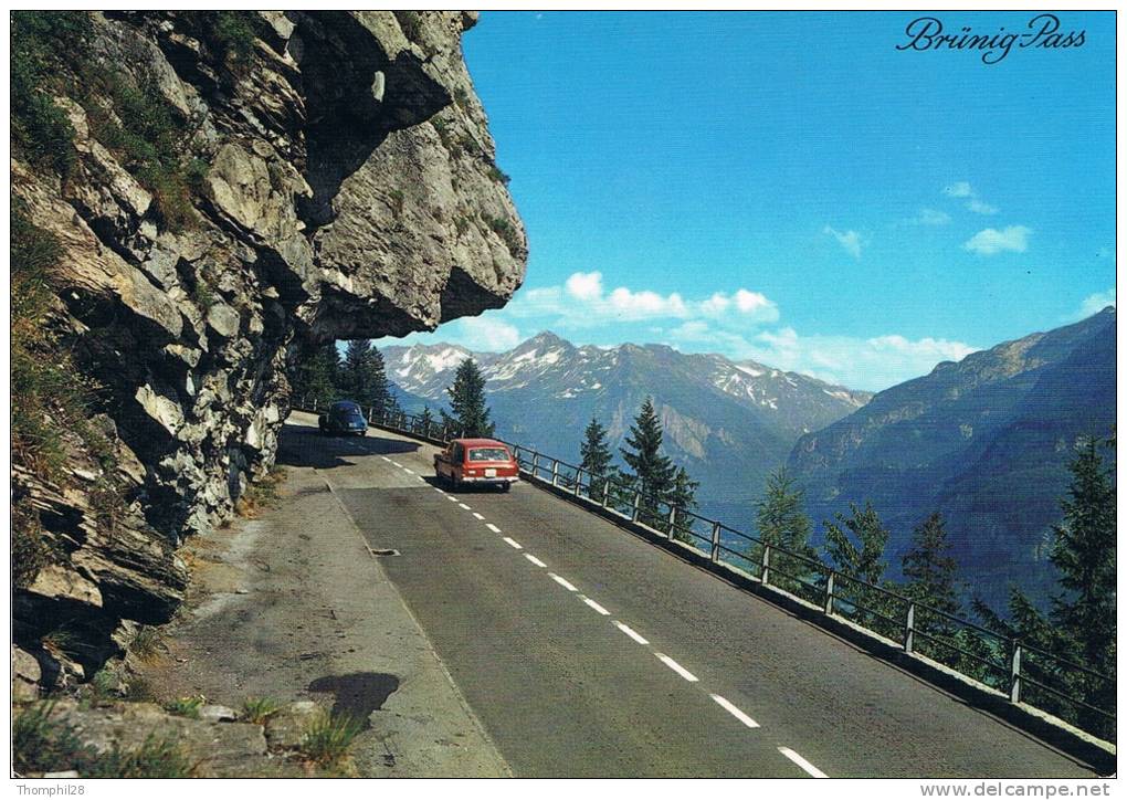 Brünig-Pass Gegen MEIRINGEN - 2 Autos Sur La Route, Cox VW Et Ford - TBE, Carte Neuve, 2 Scans - Meiringen