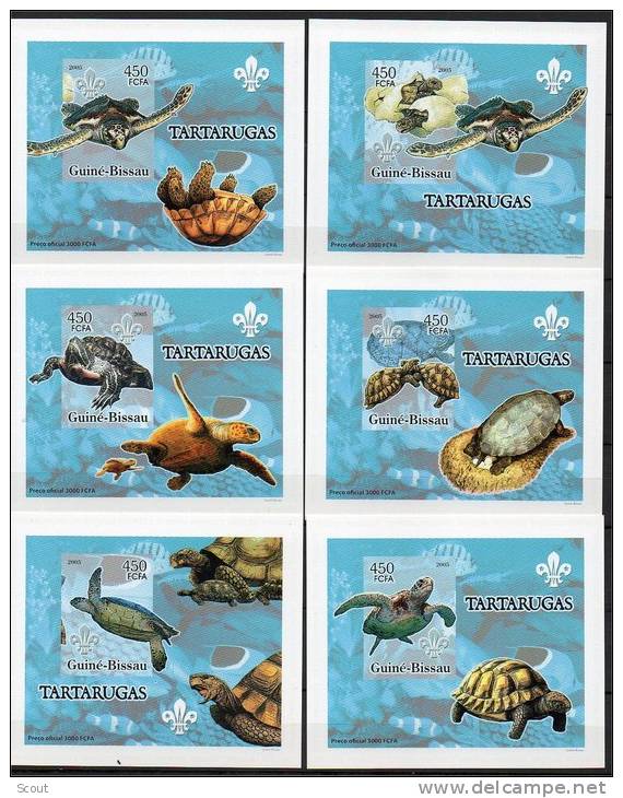 GUINEA BISSAU 2005 SCOUT TARTARUGHE 6 BF DE LUXE NON DENTELLATI ** MNH - Turtles