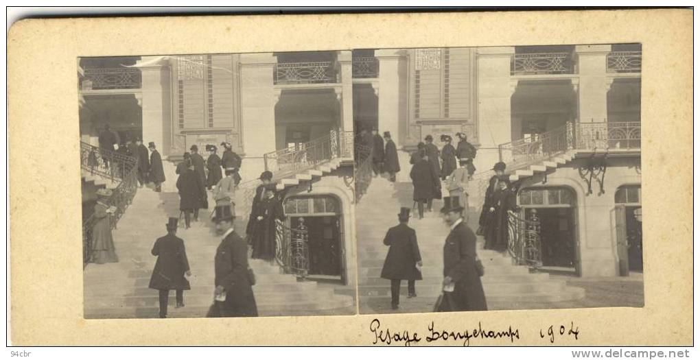 PHOTO STEREO ( Hippisme ) Pesage LONCHAMP 1904 - Reitsport