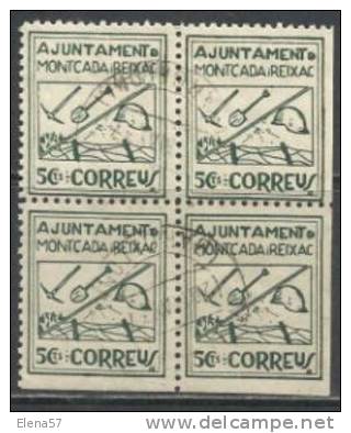 538C-SELLOS GUERRA CIVIL BLOQUE DE 4  REPUBLICA LOCALES TRINCHERAS MONTCADA Y REIXAC 1937 LOCALES.SIN DEFECTOS.VARIEDADE - Emissions Républicaines