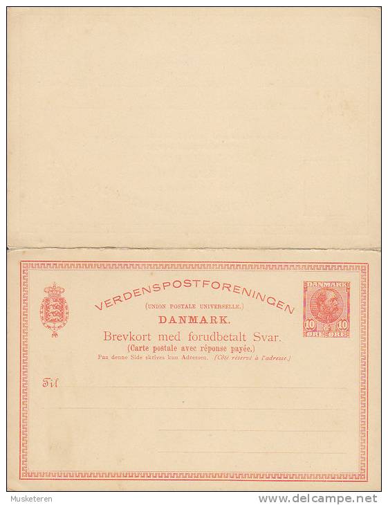 Denmark Postal Stationery Ganzsache Entier 10 Ø König Christian IX. M. Antwort Résponse Unused (2 Scans) - Interi Postali