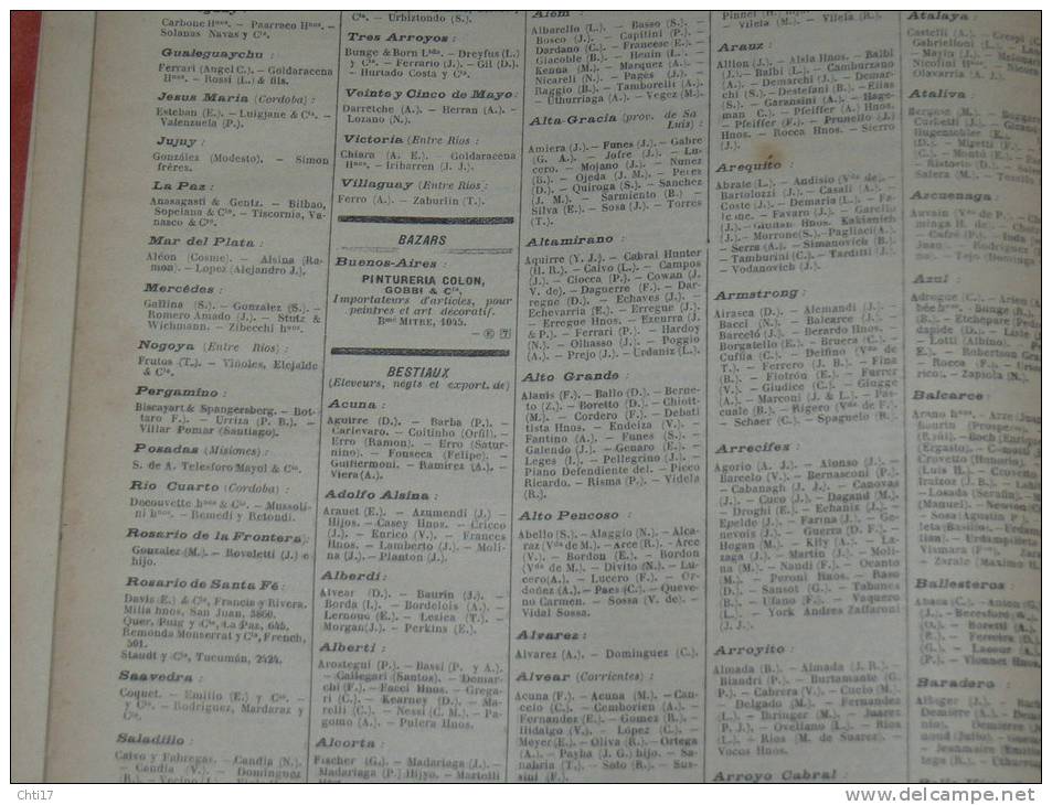 ARGENTINE BUENOS AIRES CORRIENTES MENDOZA   EXTRAIT ANNUAI PROFESSIONS 1934 INDUSTRIELS COMMERCES ET METIERS - Telefonbücher