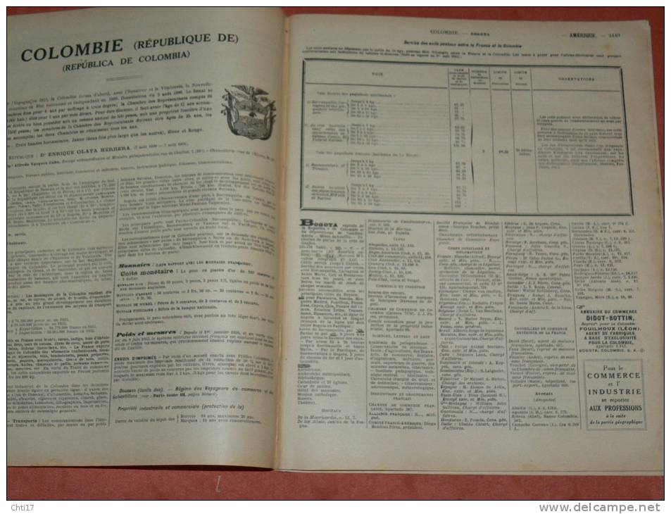 COLOMBIE BOGOTA EQUATEUR QUITO   EXTRAIT ANNUAIRE  PROFESSIONS 1934 INDUSTRIELS COMMERCES ET METIERS - Annuaires Téléphoniques