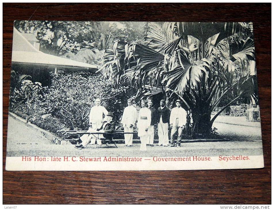 Carte Postale Ancienne : SEYCHELLES : His Hon , Late H. C. Stewart Administrator , Governement House - Seychelles