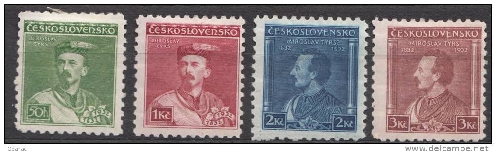 Czechoslovakia 1932 Mi#314-317 Mint Hinged - Neufs