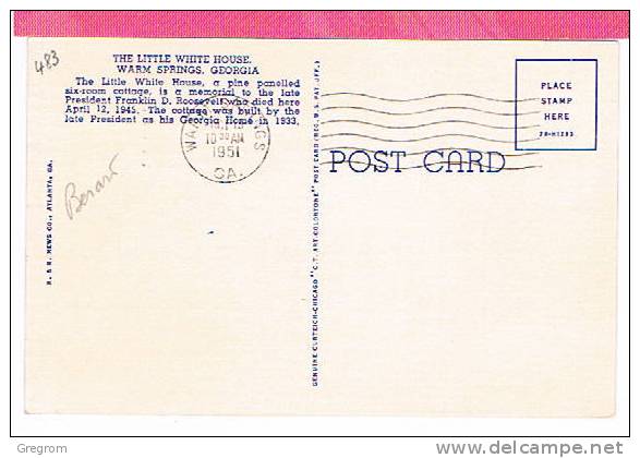 Etats Unis USA ( CM ) Yt 483, Obl WARM SPRINGS 1951  The Little White House    ( Maximum Card ) - Cartoline Maximum