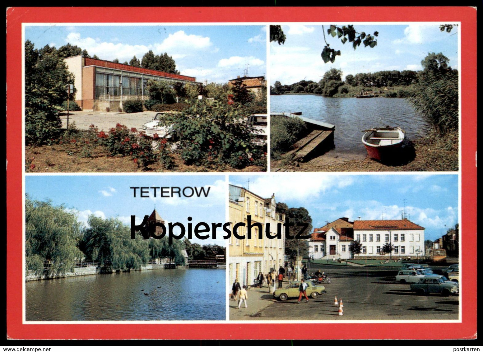 ÄLTERE POSTKARTE TETEROW RWN-RESTAURANT TETEROWER SEE KREISKULTURHAUS PLATZ DES FRIEDENS MÜHLENTEICH Trabant Wartburg - Teterow