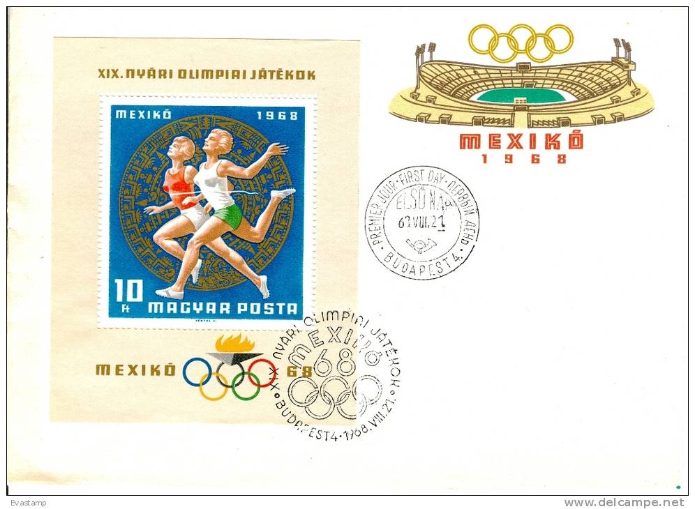 HUNGARY - 1968.FDC Sheet  II.- 19th Olympic Games,Mexico (Sport) Mi Bl.65 - FDC