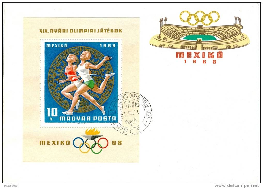 HUNGARY - 1968.FDC Sheet  III.- 19th Olympic Games,Mexico (Sport) Mi Bl.65 - FDC