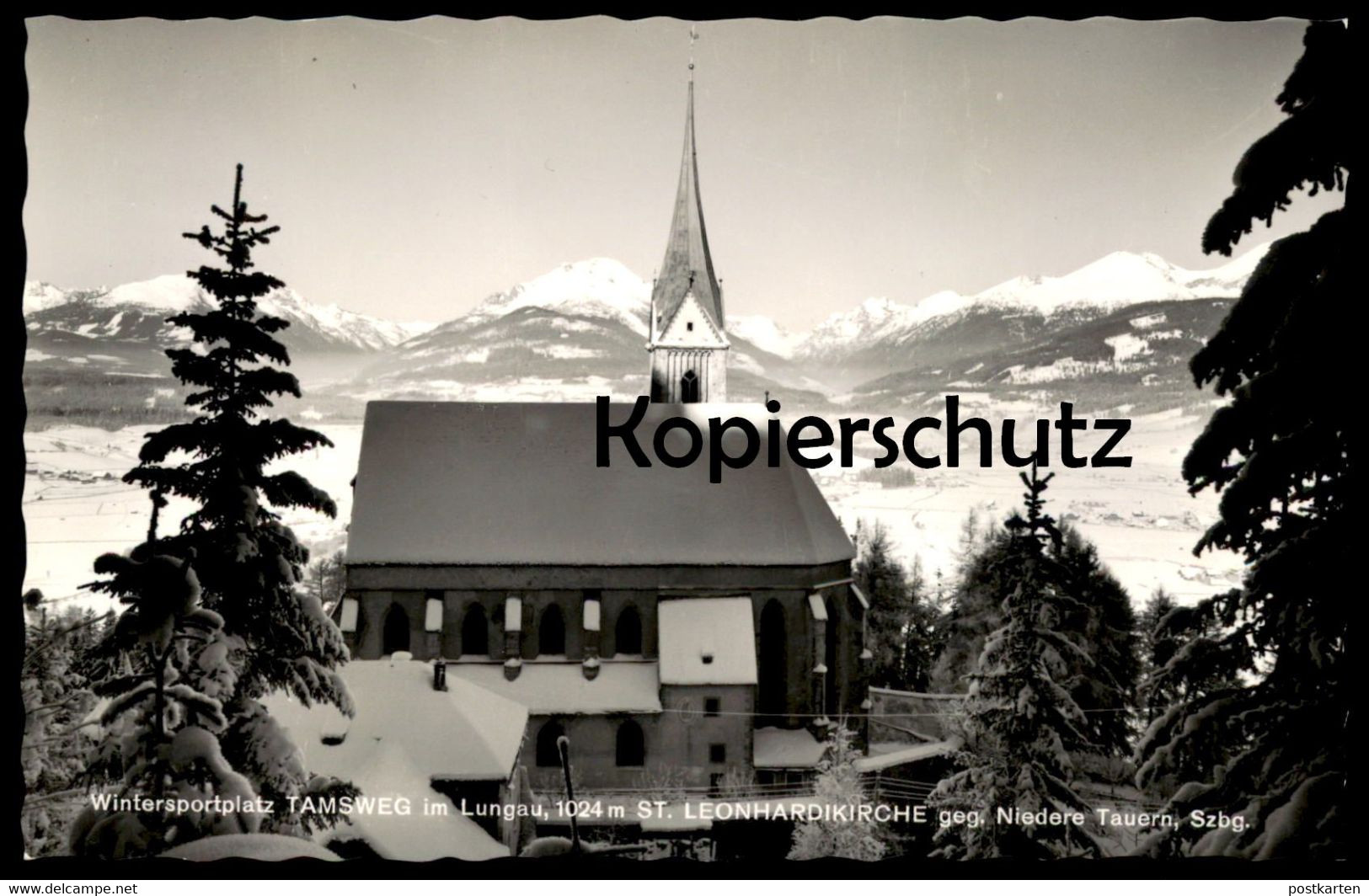 ÄLTERE POSTKARTE WINTERSPORTPLATZ TAMSWEG IM LUNGAU ST. LEONHARDIKIRCHE GEGEN NIEDERE TAUERN Winter Hiver Snow Austria - Tamsweg