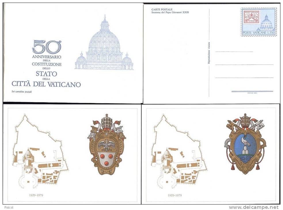 1979 - VATICAN  - 50esimo COSTITUZIONE  DELLO STATO VATICANO - 6 CARTOLINE - Postal Stationeries