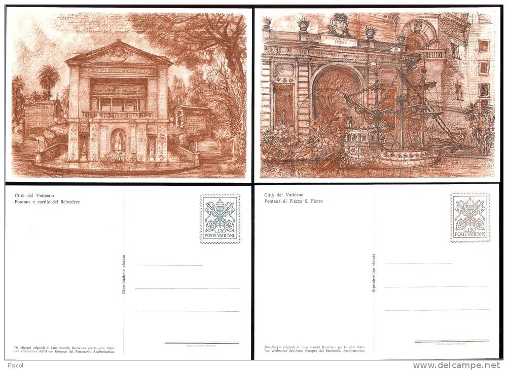 1975 - VATICAN  - FONTANE DEL VATICANO - 6 CARTOLINE - Entiers Postaux