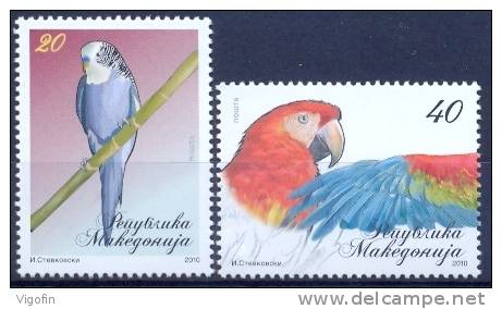 MK 2010-540-1 BIRDS, MACEDONIA, 1 X 2v, MNH - Papagayos