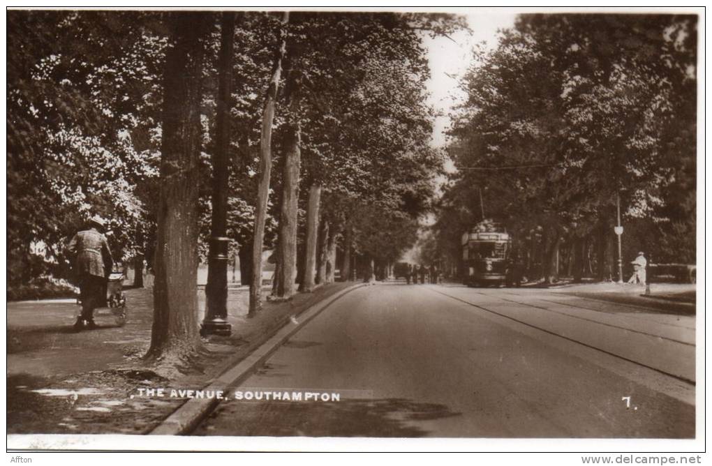 Southampton The Avenue Tram Old Real Photo Postcard - Southampton